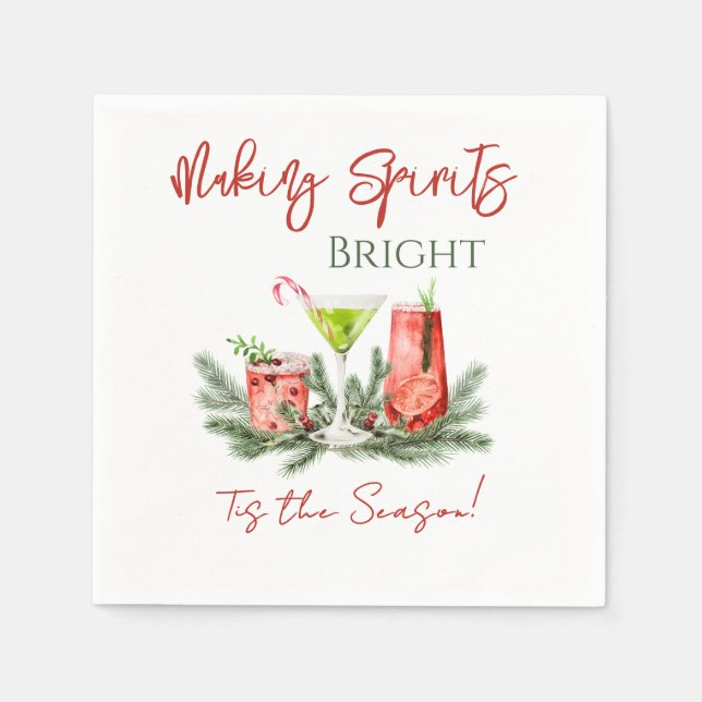 Making Spirits Bright Elegant Holiday Party Napkins (Front)