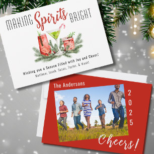 Making Spirits Bright Family Photo Modern Holiday Card