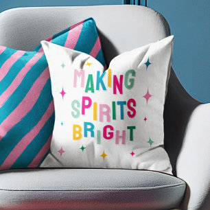 'Making Spirits Bright' Festive Christmas Throw Pillow