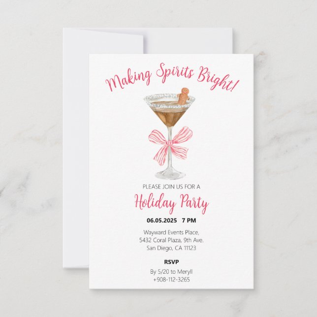 Making Spirits Bright Gingerbread Martini Invite (Front)