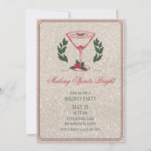 Making Spirits Bright Glam Holiday Party Invitation (Front)