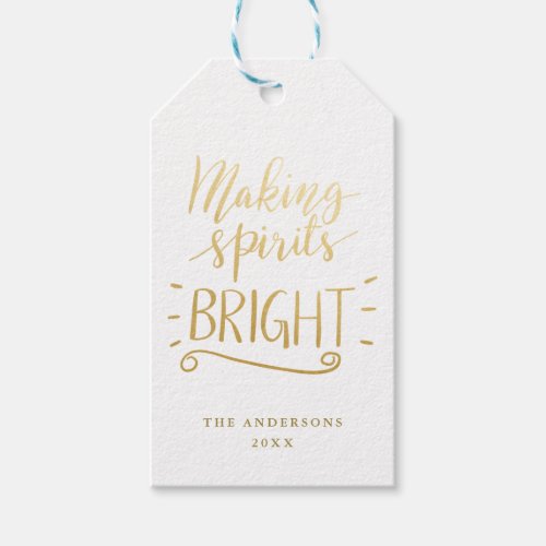 Making Spirits Bright Gold Script Modern Gift Tags