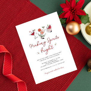 Making Spirits Bright Handwritten Christmas Party Invitation