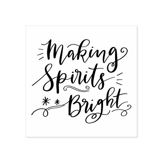 Making Spirits Bright Handwritten Script Rubber Stamp (Imprint)
