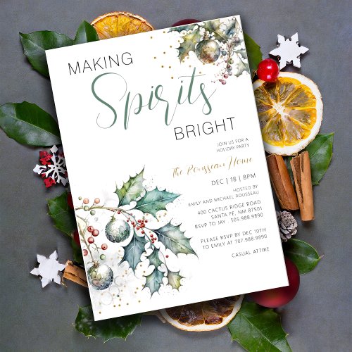 Making Spirits Bright Holiday Christmas Party Invitation