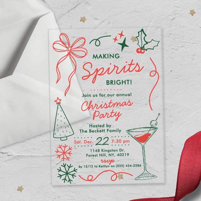 Making Spirits Bright | Holiday Cocktail Party Acrylic Invitations (Creator Uploaded)