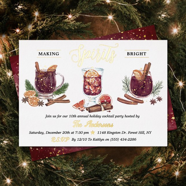 Making Spirits Bright | Holiday Cocktail Party Foil Invitation (Creator Uploaded)