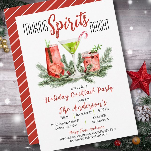 Making Spirits Bright Holiday Cocktail Party Invitation (Creator Uploaded)