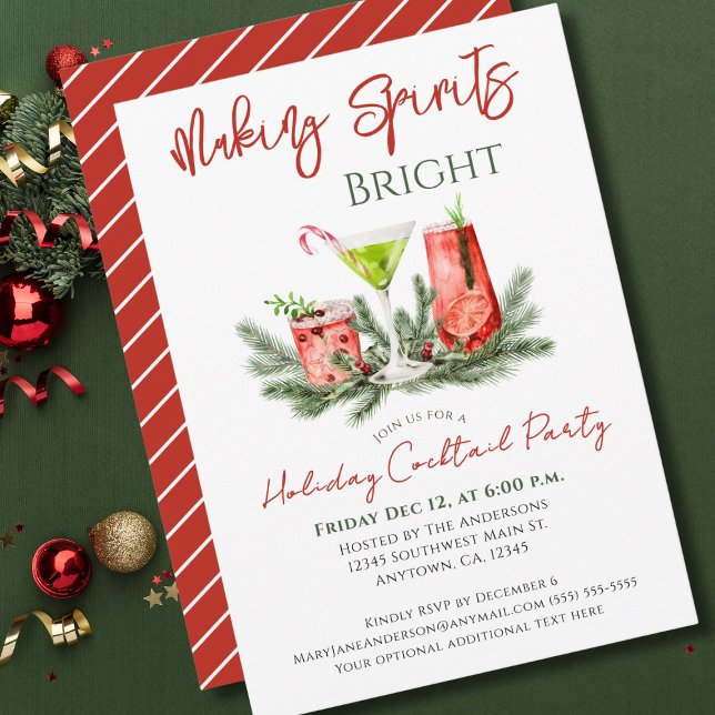 Making Spirits Bright Holiday Cocktail Party Invitation (Creator Uploaded)