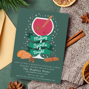 Making Spirits Bright Holiday Cocktail Party Invitation