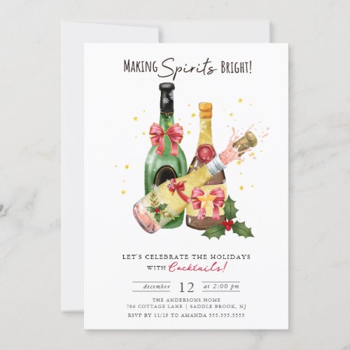 Making Spirits Bright Holiday Cocktail Party Invitation