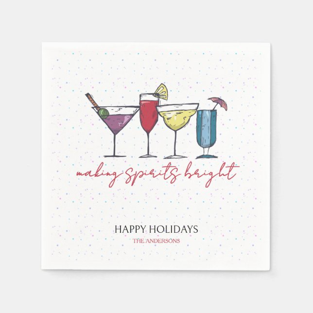 Making Spirits Bright Holiday Cocktail Party  Napkins (Front)