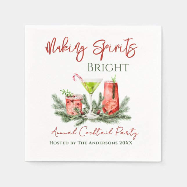 Making Spirits Bright Holiday Cocktail Party Napkins (Front)