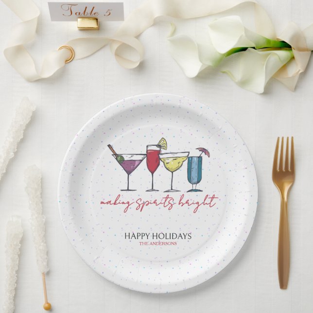 Making Spirits Bright Holiday Cocktail Party  Paper Plates (Wedding)
