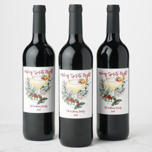 Making Spirits Bright Name Holiday Wine Label