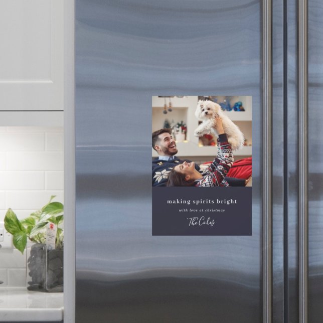 Making Spirits Bright Navy Blue Xmas Magnetic Card (Creator Uploaded)