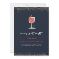 Making Spirits Bright | Navy Christmas Cocktail  Invitation