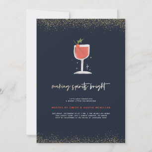 Making Spirits Bright Navy Christmas Cocktail Invitation