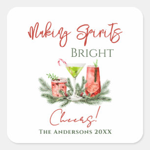 Making Spirits Bright Personalized Christmas Cheer Square Sticker