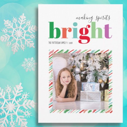 Making Spirits Bright Photo Christmas Flat Card