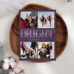 Making Spirits Bright Purple Christmas Multi Photo Holiday Card