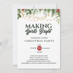 making spirits bright String Light Christmas Party Invitation