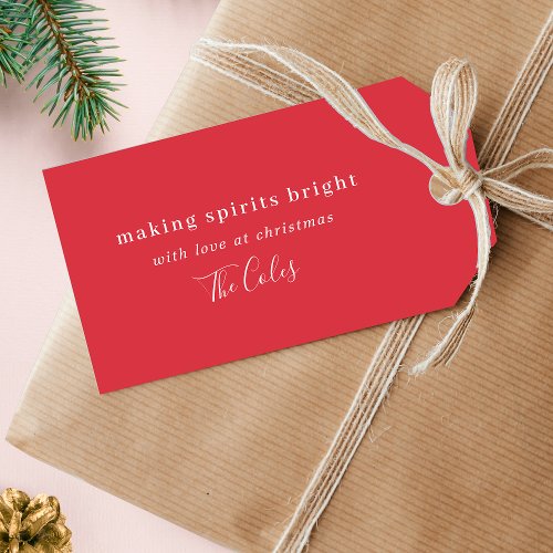 Making Spirits Bright  Stylish Red Christmas Gift Tags