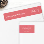 Making Spirits Bright | Stylish Red Christmas Wrap Around Label<br><div class="desc">A stylish modern holiday wrap around return address label with a handwritten script font for your family name in white with a bright red feature color in a 'scandi' scandinavian design style. The name and address can be easily customized for a personal touch. A classic traditional and minimalist design to...</div>