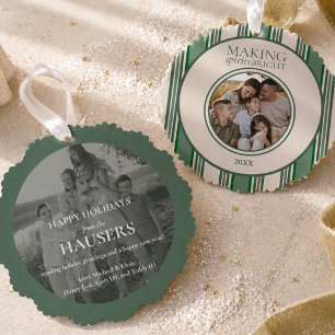 Making Spirits Bright Two Photo Stripe Ornament Card