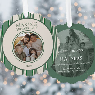 Making Spirits Bright Two Photo Stripe Ornament Card