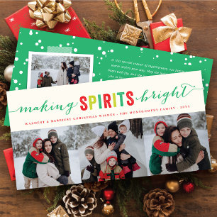 Making Spirits Bright Typography Christmas Photo Holiday Card