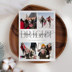 Making Spirits Bright White Christmas Multi Photo Holiday Card