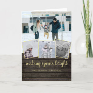 Making Spirits Bright Winter Barn Wood with Photo Holiday Card