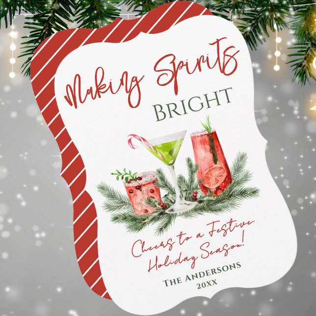 Making Spirits Bright Winter Cocktails Holiday Card (Creator Uploaded)