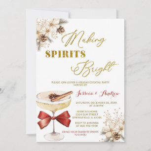 Making Spirits Bright Winter Floral Cocktail Party Invitation