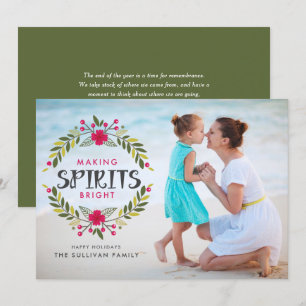 Making Spirits Bright Wreath Christmas Photo Holiday Card