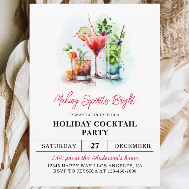 Making Spirits Bright Xmas Holiday Dinner Family Invitation (Creator Uploaded)