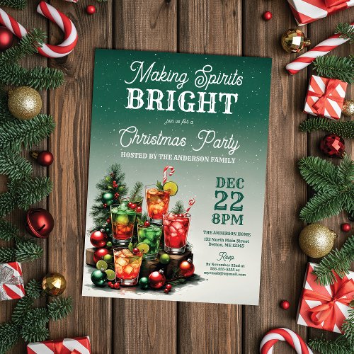Making Sprits Bright Mixed Drinks Christmas Invitation