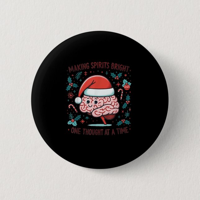 Making Srits Bright Funny Brain Christmas Mental H Button (Front)