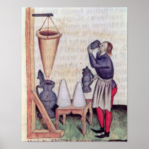 Making sugar syrup, from 'Tractatus de Herbis' Poster