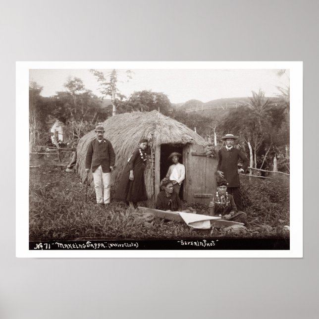 Making Tappa, a native cloth, c.1875 (sepia photo) Poster (Front)