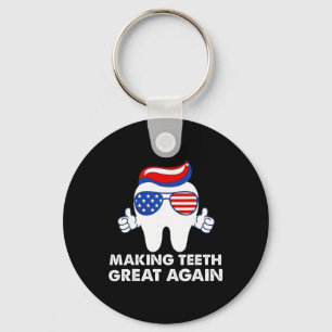 Making Teeth Great Again Funny Teeth Trump Hair Keychain