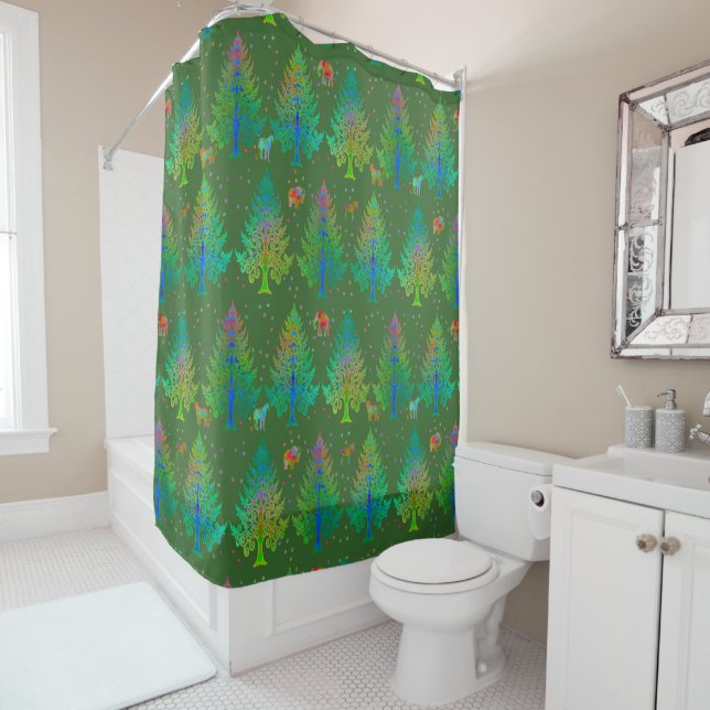 Making Tracks in Spring Shower Curtain (In Situ)