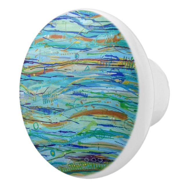 Making Waves Ceramic Tile Ceramic Knob (Right)