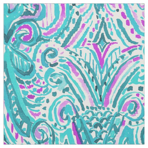 MAKING WAVES Ikat Tribal Nautical Watercolor Fabric