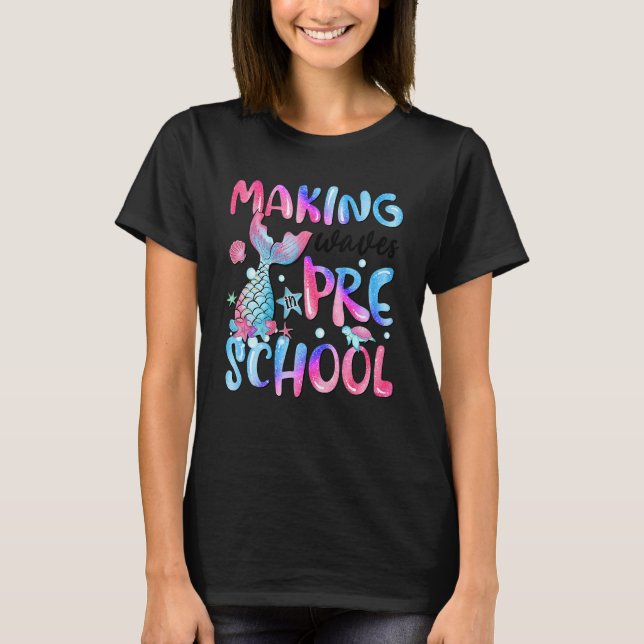 Making Waves In Preschool Fish Tail Tie Dye Back T T-Shirt (Front)