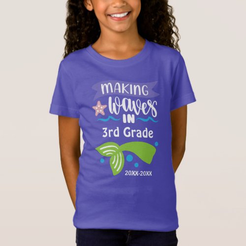 Making Waves in School Add Grade Year Purple T_Shirt