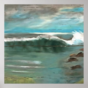 Making Waves On Driftwood Seascape Art Poster