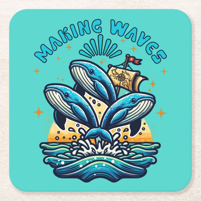 Making Waves Square Paper Coaster (Front)