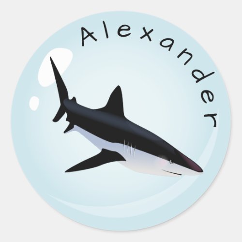 Mako Shark in a  Bubble  Personalize Classic Round Sticker